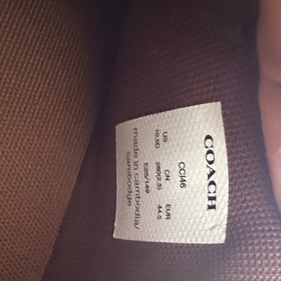 Coach Men's Tan Leather Sneakers with Logo Tongue - Picture 5 of 5